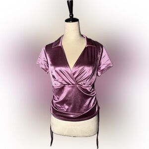 Vintage Y2K Satin Purple Top - Xenon Girl of the 21st Century